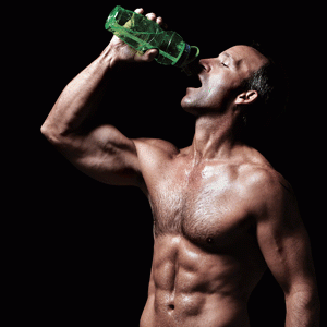 He exhausted himself and needs a drink.