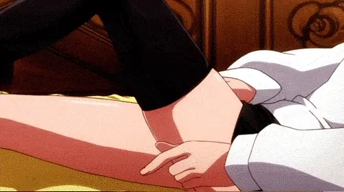 You don't want to damage your nice stockings so you remove them. Looks like this is even turning on your opponent.