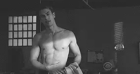 Pose shirtless