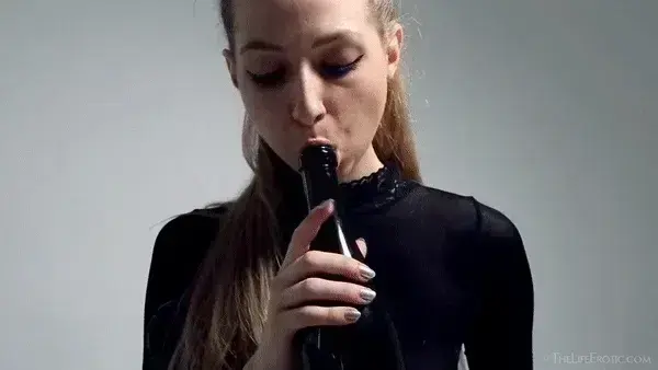 Let's do something different this time: Suck the neck of a bottle.